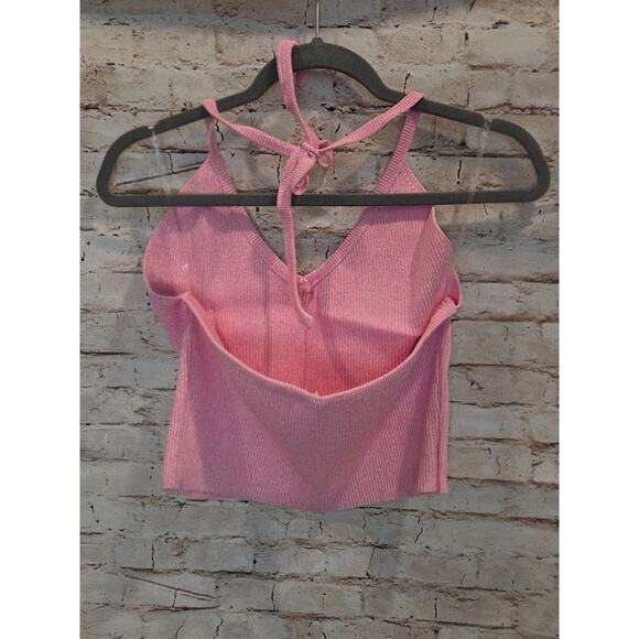 Tilly's Full Tilt Pink Space Dye Pink Ribbed Halter XXL - Picture 2 of 3